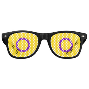 SlipperyJoe's Intersex pride flag yellow backgroun Retro Sunglasses