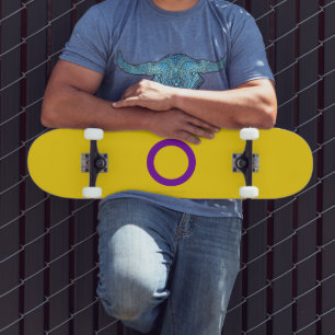 SlipperyJoe's Intersex pride flag yellow backgroun Skateboard