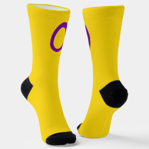 SlipperyJoe's Intersex pride flag yellow backgroun Socks