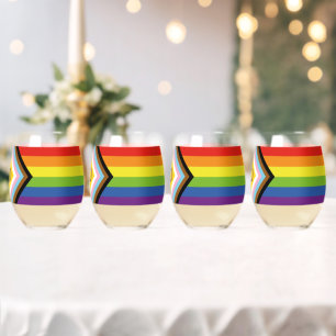 SlipperyJoe's Intersex pride flag yellow backgroun Stemless Wine Glass
