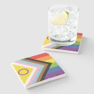 SlipperyJoe's Intersex pride flag yellow backgroun Stone Coaster