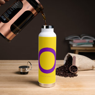 SlipperyJoe's Intersex pride flag yellow backgroun Water Bottle