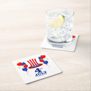 SlipperyJoe's july 4th Independence day classic Un Square Paper Coaster