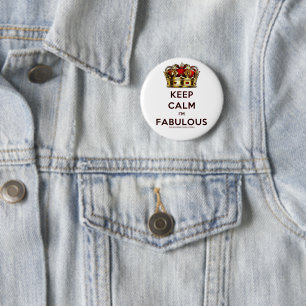 SlipperyJoe's keep calm fabulous golden crown red  6 Cm Round Badge