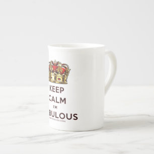 SlipperyJoe's keep calm fabulous golden crown red  Bone China Mug