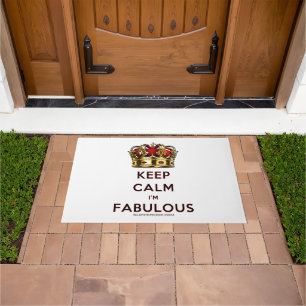 SlipperyJoe's keep calm fabulous golden crown red  Doormat