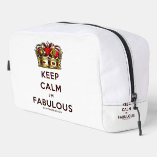 SlipperyJoe's keep calm fabulous golden crown red Dopp Kit