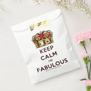 SlipperyJoe's keep calm fabulous golden crown red Favour Bags