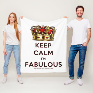 SlipperyJoe's keep calm fabulous golden crown red  Fleece Blanket
