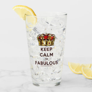 SlipperyJoe's keep calm fabulous golden crown red Glass