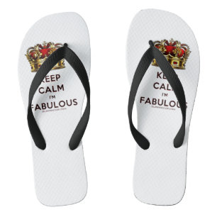 SlipperyJoe's keep calm fabulous golden crown red  Jandals