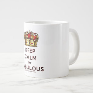 SlipperyJoe's keep calm fabulous golden crown red  Large Coffee Mug