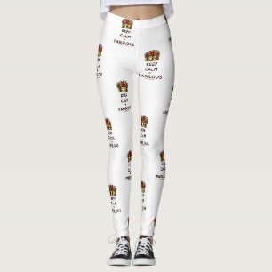 SlipperyJoe's keep calm fabulous golden crown red Leggings