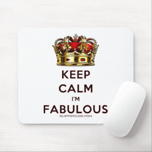 SlipperyJoe's keep calm fabulous golden crown red  Mouse Pad
