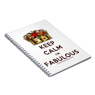 SlipperyJoe's keep calm fabulous golden crown red Notebook