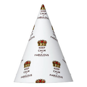 SlipperyJoe's keep calm fabulous golden crown red  Party Hat