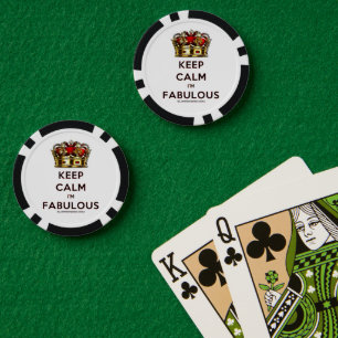 SlipperyJoe's keep calm fabulous golden crown red Poker Chips