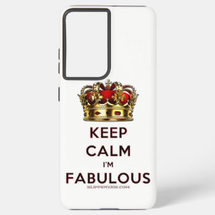 SlipperyJoe's keep calm fabulous golden crown red  Samsung Galaxy Case