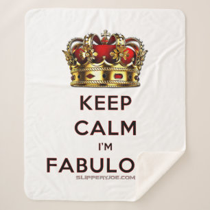 SlipperyJoe's keep calm fabulous golden crown red Sherpa Blanket
