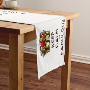 SlipperyJoe's keep calm fabulous golden crown red Short Table Runner