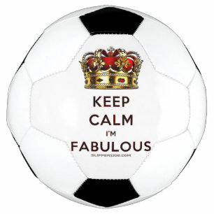 SlipperyJoe's keep calm fabulous golden crown red Soccer Ball