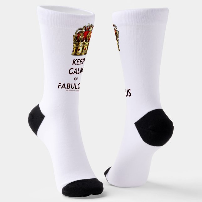SlipperyJoe's keep calm fabulous golden crown red  Socks (Angled)