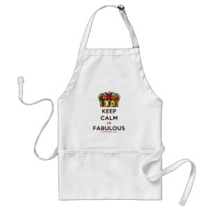 SlipperyJoe's keep calm fabulous golden crown red Standard Apron