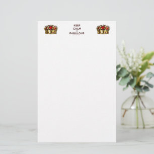 SlipperyJoe's keep calm fabulous golden crown red  Stationery