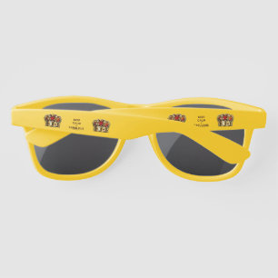 SlipperyJoe's keep calm fabulous golden crown red  Sunglasses