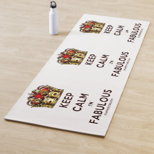 SlipperyJoe's keep calm fabulous golden crown red Yoga Mat
