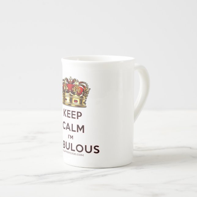 SlipperyJoe's keep calm fabulous spectacular crown Bone China Mug (Front Right)