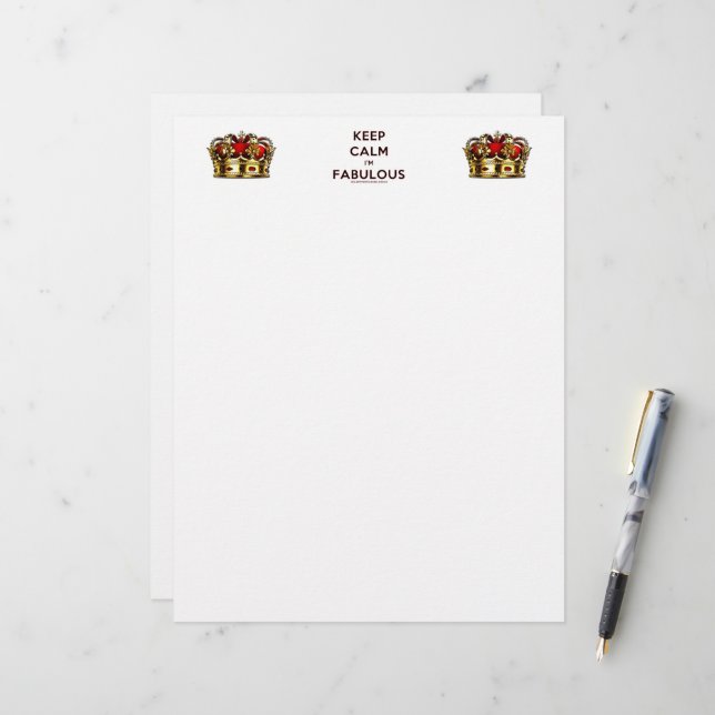 SlipperyJoe's keep calm fabulous spectacular crown Custom Letterhead (Front/Back In Situ)