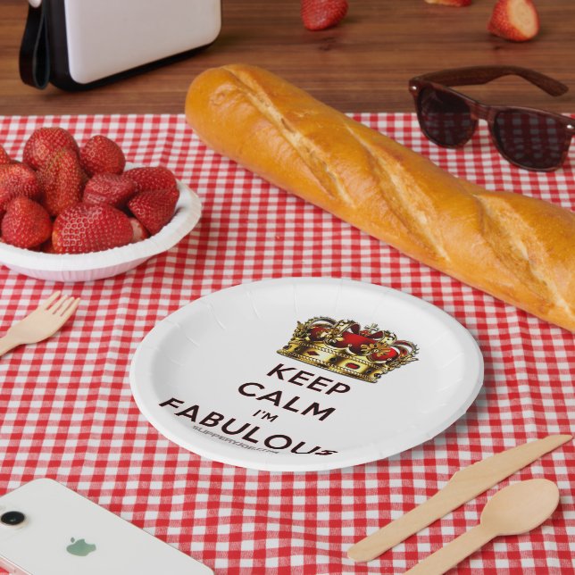 SlipperyJoe's keep calm fabulous spectacular crown Paper Plate (Picnic)
