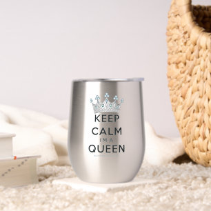 SlipperyJoe's keep calm queen polished silver crow