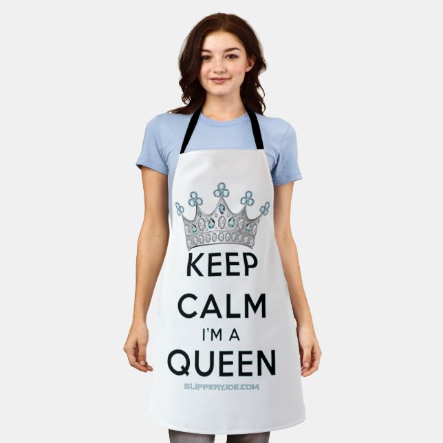SlipperyJoe's keep calm queen polished silver crow Apron (Worn)