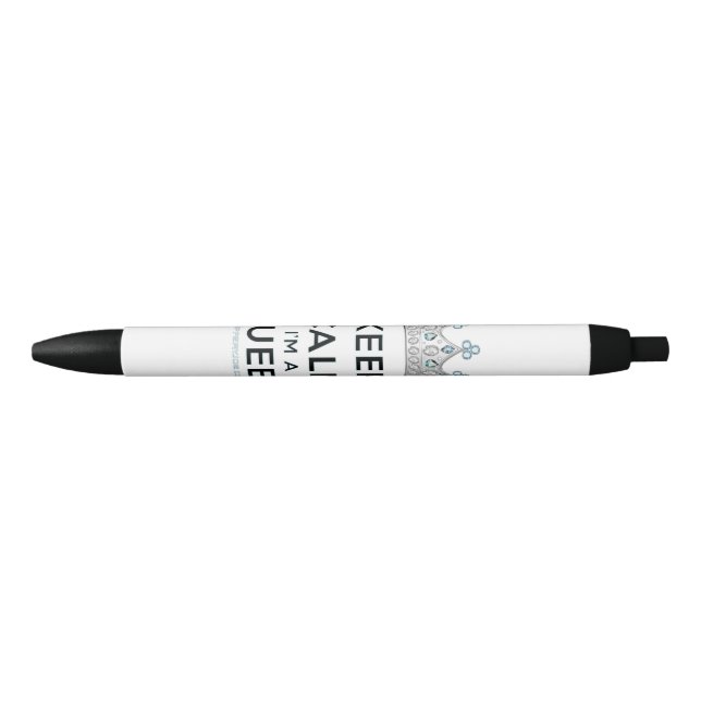 SlipperyJoe's keep calm queen polished silver crow Black Ink Pen (Front)