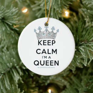 SlipperyJoe's keep calm queen polished silver crow Ceramic Tree Decoration