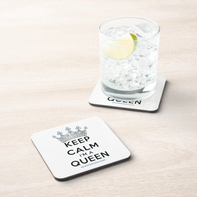 SlipperyJoe's keep calm queen polished silver crow Coaster (Right Side)