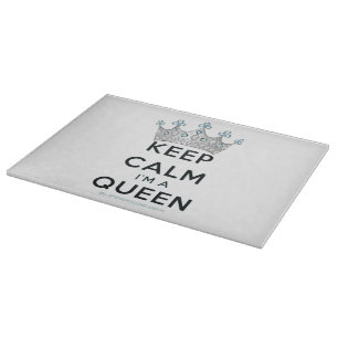 SlipperyJoe's keep calm queen polished silver crow Cutting Board
