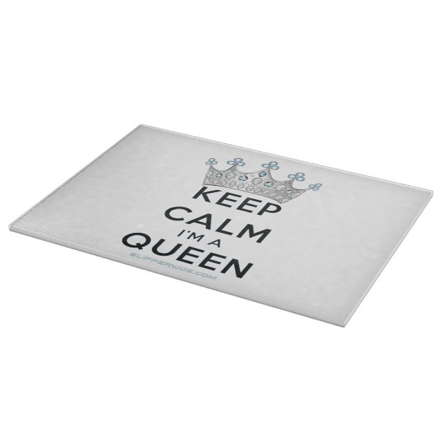 SlipperyJoe's keep calm queen polished silver crow Cutting Board (Corner)