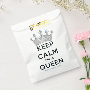 SlipperyJoe's keep calm queen polished silver crow Favour Bags