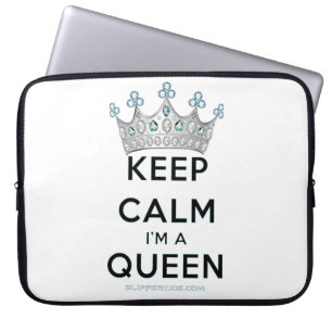 SlipperyJoe's keep calm queen polished silver crow Laptop Sleeve