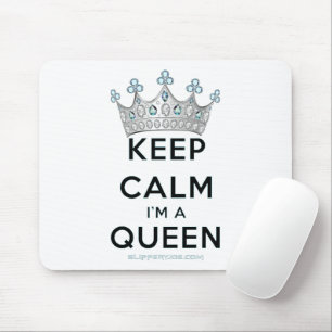 SlipperyJoe's keep calm queen polished silver crow Mouse Pad