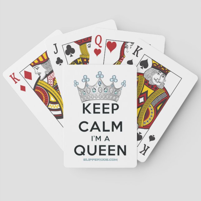SlipperyJoe's keep calm queen polished silver crow Playing Cards (Back)