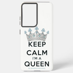 SlipperyJoe's keep calm queen polished silver crow Samsung Galaxy Case