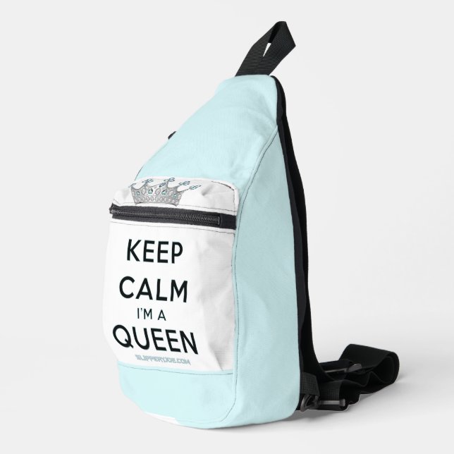 SlipperyJoe's keep calm queen polished silver crow Sling Bag (Right Corner)