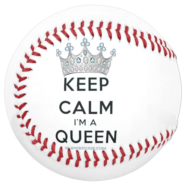 SlipperyJoe's keep calm queen polished silver crow Softball (Front Left)