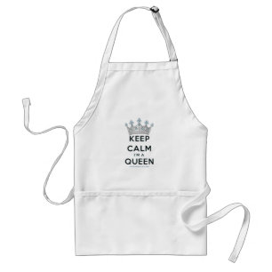 SlipperyJoe's keep calm queen polished silver crow Standard Apron