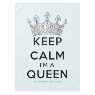 SlipperyJoe's keep calm queen polished silver crow Tablecloth