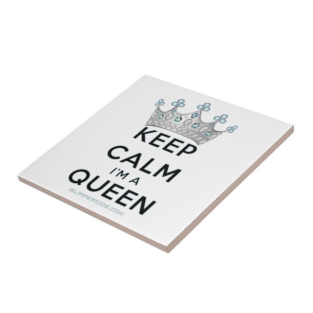 SlipperyJoe's keep calm queen polished silver crow Tile (Side)